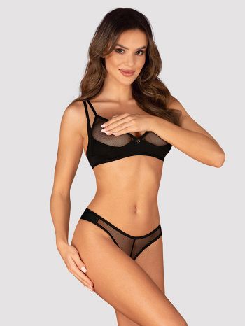 Set Nesari crotchless Obsessive, Negru