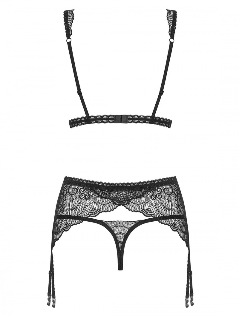 Set sexy Firella 3-pcs, Obsessive, Negru