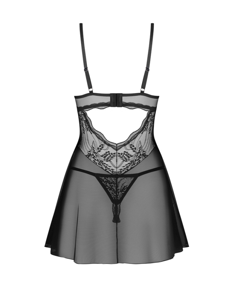 Rochie Perisia babydoll & thong Obsessive, Negru